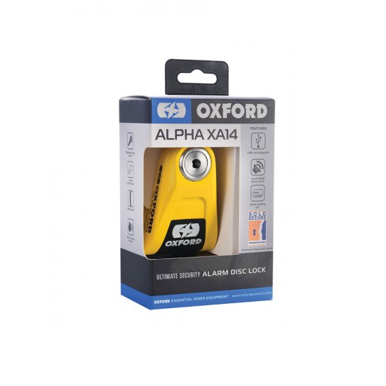 Oxford Alpha XA14 Alarm Stainless Disc Lock at JTS Biker Clothing