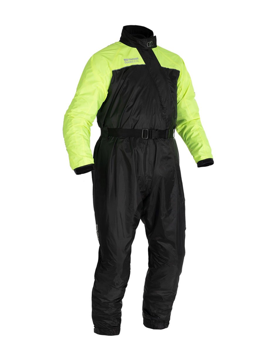 Oxford Rainseal Waterproof Motorcycle Over Pants – Black/Fluo, Adjustable, Stowable – All Seasons