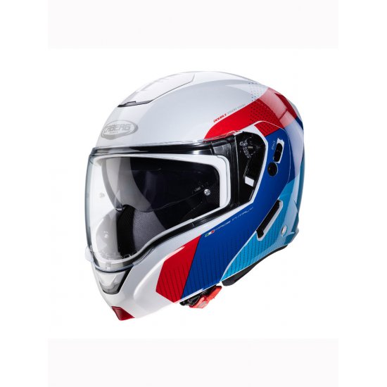 Caberg Horus Scout Flip Front White/Red/ Blue Motorcycle Helmet at JTS Biker Clothing 