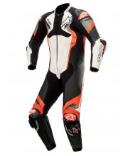 UK 40/46 WHITE MENS TWO PIECE BLACK RED LEATHER MOTORCYCLE SUIT