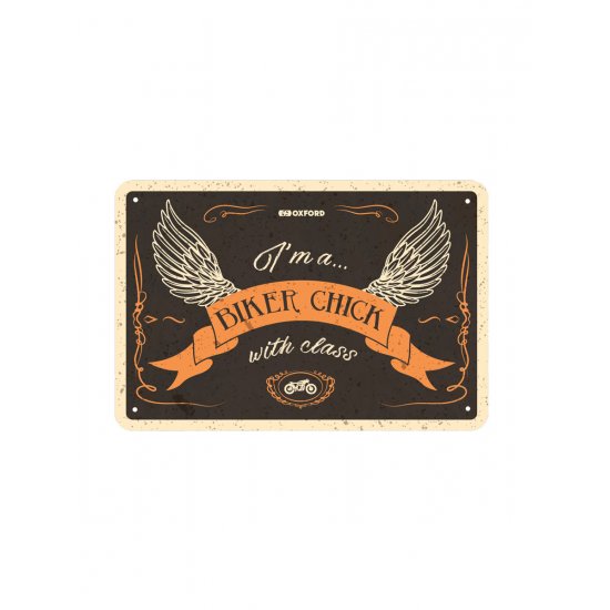 Oxford Garage Metal Sign: BIKER CHICK WITH CLASS at JTS Biker Clothing