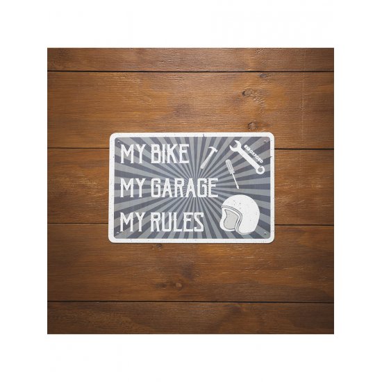 Oxford Garage Metal Sign: MY RULES at JTS Biker Clothing