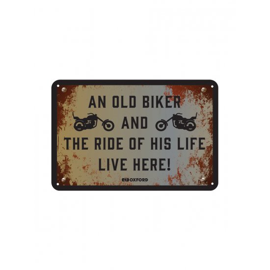 Oxford Garage Metal Sign: THE RIDE OF HIS LIFE LIVE HERE at JTS Biker Clothing