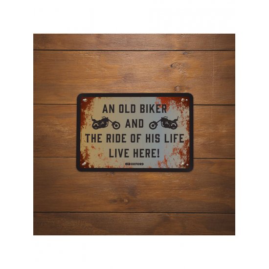 Oxford Garage Metal Sign: THE RIDE OF HIS LIFE LIVE HERE at JTS Biker Clothing