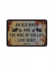 Oxford Garage Metal Sign: THE RIDE OF HIS LIFE LIVE HERE at JTS Biker Clothing