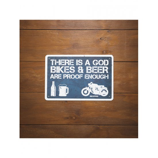 Oxford Garage Metal Sign: THERE IS A GOD at JTS Biker Clothing