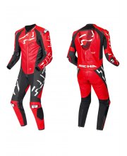 Black/Red Richa Stradale 1 Piece Leather Motorcycle Suit at JTS Biker Clothing