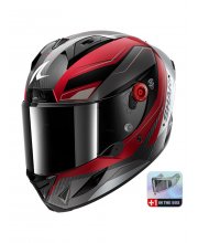 Black/Red Shark Aeron Mekarium Motorcycle Helmet at JTS Biker Clothing